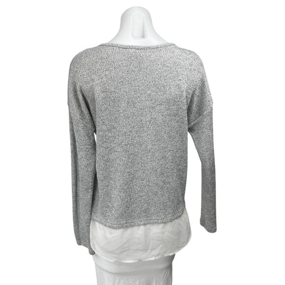 Lulus Women's Gray White Layered Long Sleeve Knit Sweatshirt Sweater Top Size M - Picture 2 of 4